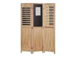 Biombo-Separador de ambiente 170x120x2 cm biombo de madera natural Negro / Marru00f3n