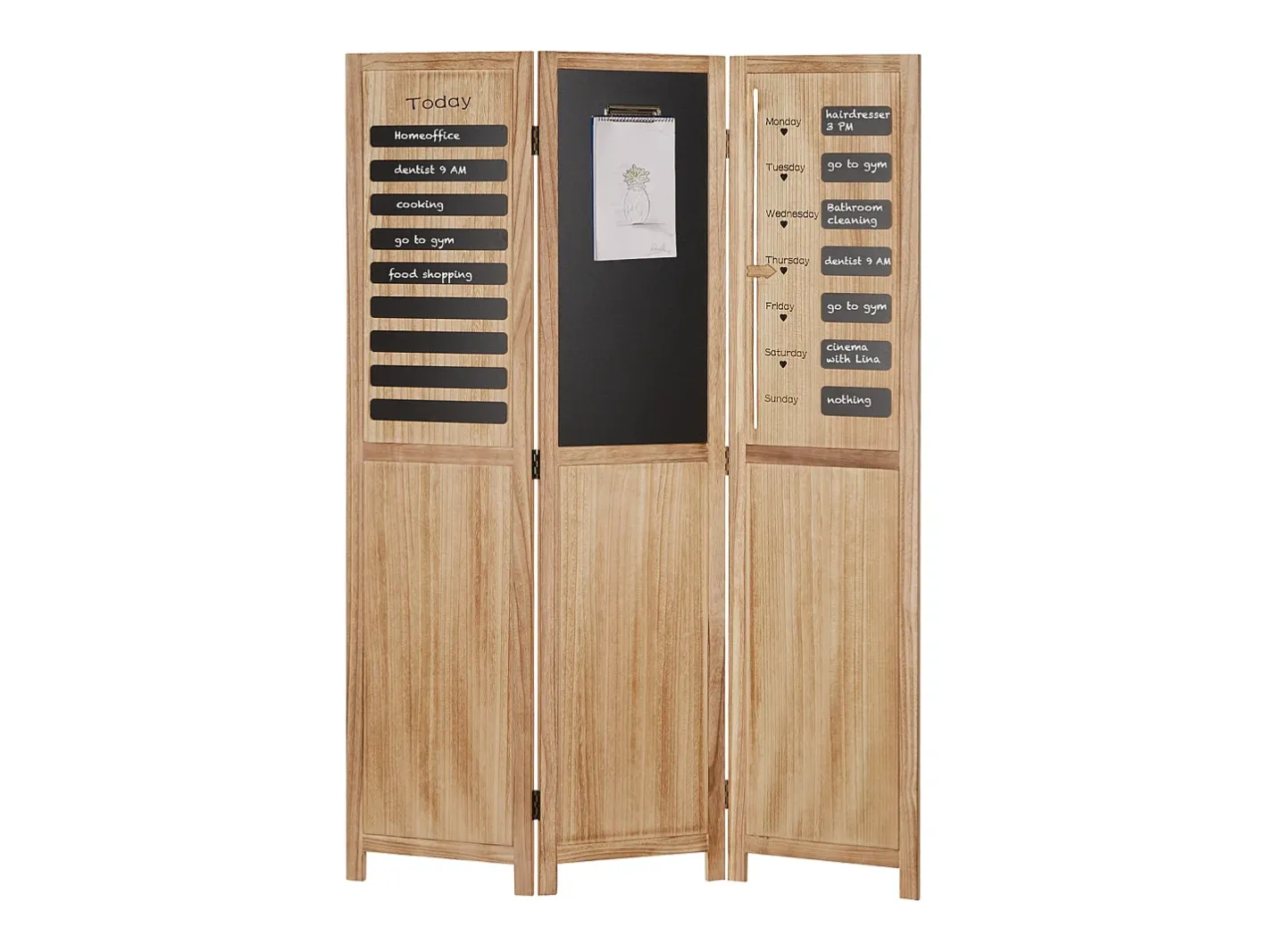 Biombo-Separador de ambiente 170x120x2 cm biombo de madera natural Negro / Marru00f3n