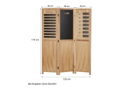 Biombo-Separador de ambiente 170x120x2 cm biombo de madera natural Negro / Marru00f3n