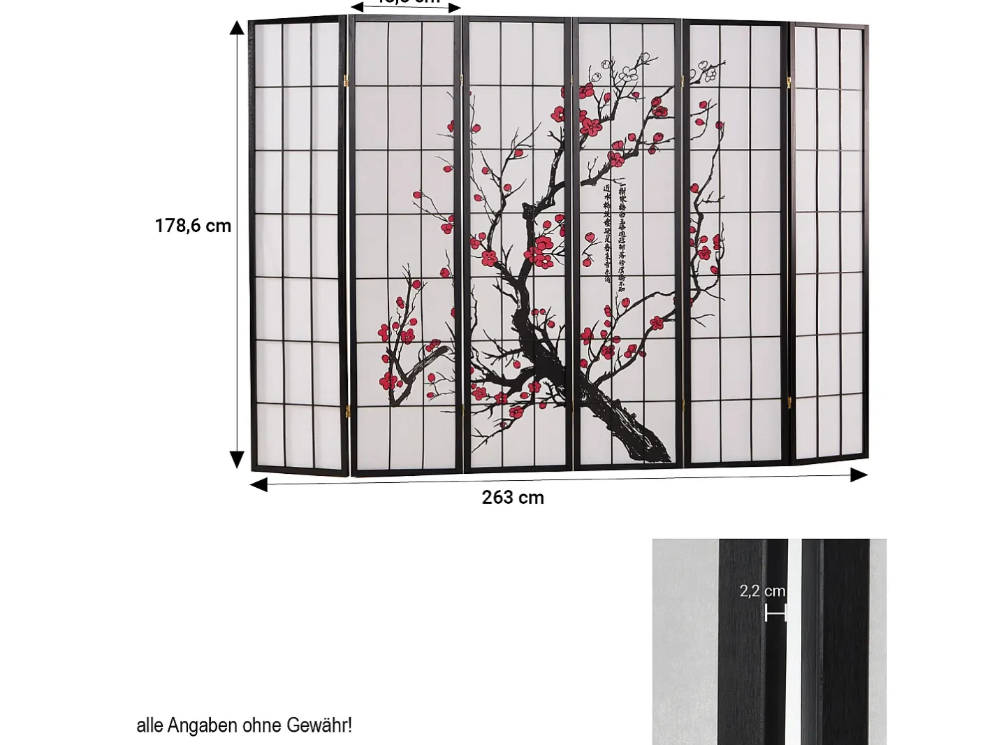 Discount Separador de ambiente 179x264x2 cm Shoji Negro