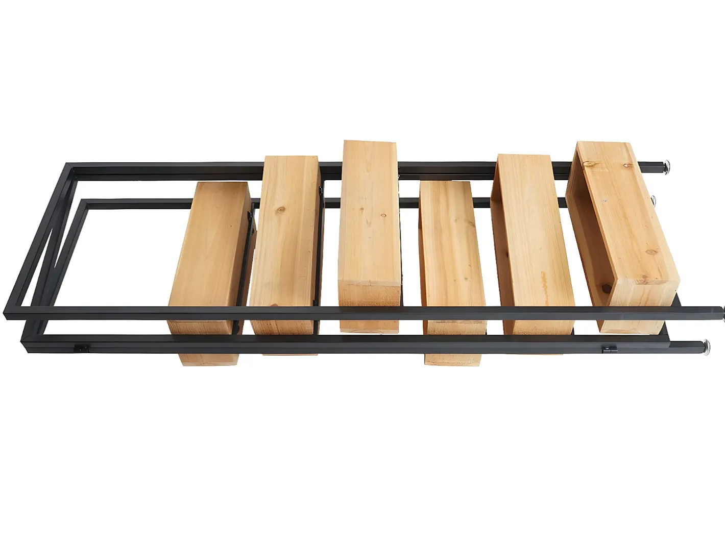 MCW Separador de ambientes con jardinera -L32, marco negro, color natural Negro / Color natural claro Outlet