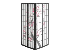 Online Separador de Ambientes SucceBuy, Separador de Ambientes Japonés con 4 Paneles con Motivos de Flores de Cerezo, de Madera, Gira 360°, para Separar Habitaciones Negro