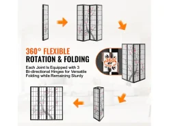 Online Separador de Ambientes SucceBuy, Separador de Ambientes Japonés con 4 Paneles con Motivos de Flores de Cerezo, de Madera, Gira 360°, para Separar Habitaciones Negro