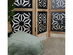 Biombo-Separador de ambientes 170x120x2 cm natural negro Negro / Marru00f3n