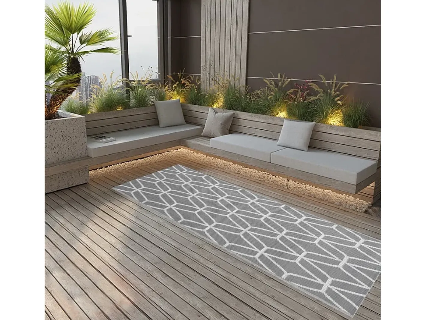 Outlet Garden Furniture Seran Alfombra de exterior ARAKIL 80x250 cm PP Gris