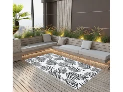 Garden Furniture Seran Alfombra de exterior ARAKIL blanca y negra 190x290 cm PP Blanco New