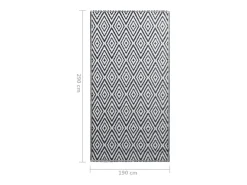Garden Furniture Seran Alfombra de exterior ARAKIL blanca y negra 190x290 cm PP Blanco New