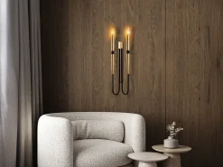 OZAIA Aplique Para Pared-Set de 2 apliques de pared estilo candelabro de metal - Dorado y negro - Alt. 58 cm - OVYLA Negro / Dorado