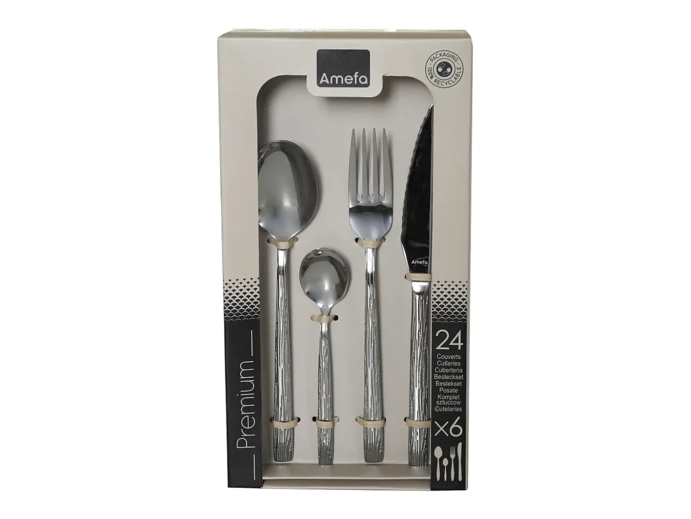 Amefa Set de 24 cubiertos Caligraphy 6 servicios acero inoxidable Plateado New