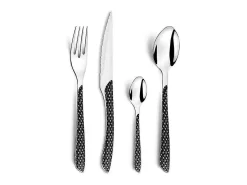 Amefa Set de 24 cubiertos Geo acero inoxidable negro Negro / Blanco New