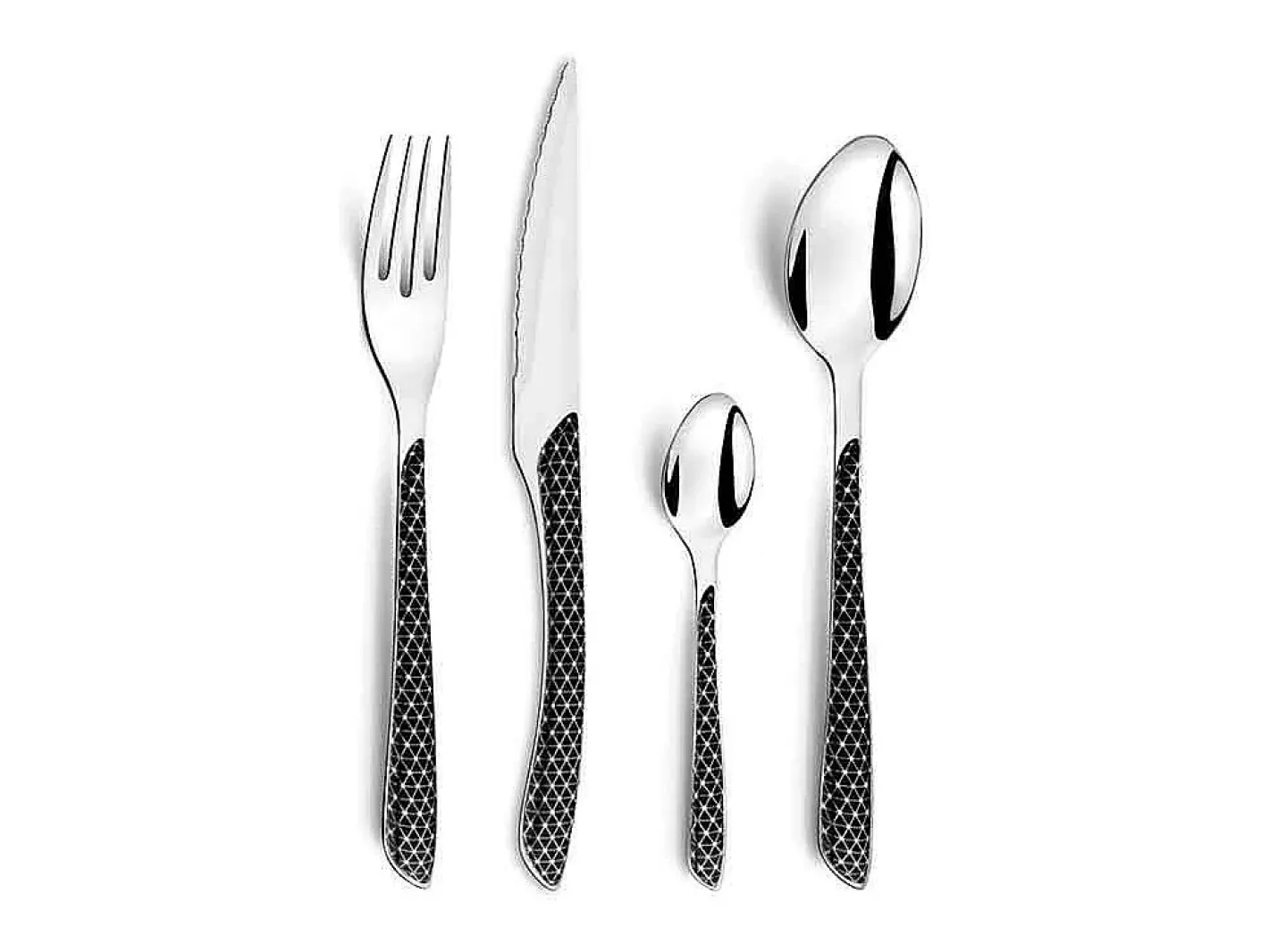 Amefa Set de 24 cubiertos Geo acero inoxidable negro Negro / Blanco New