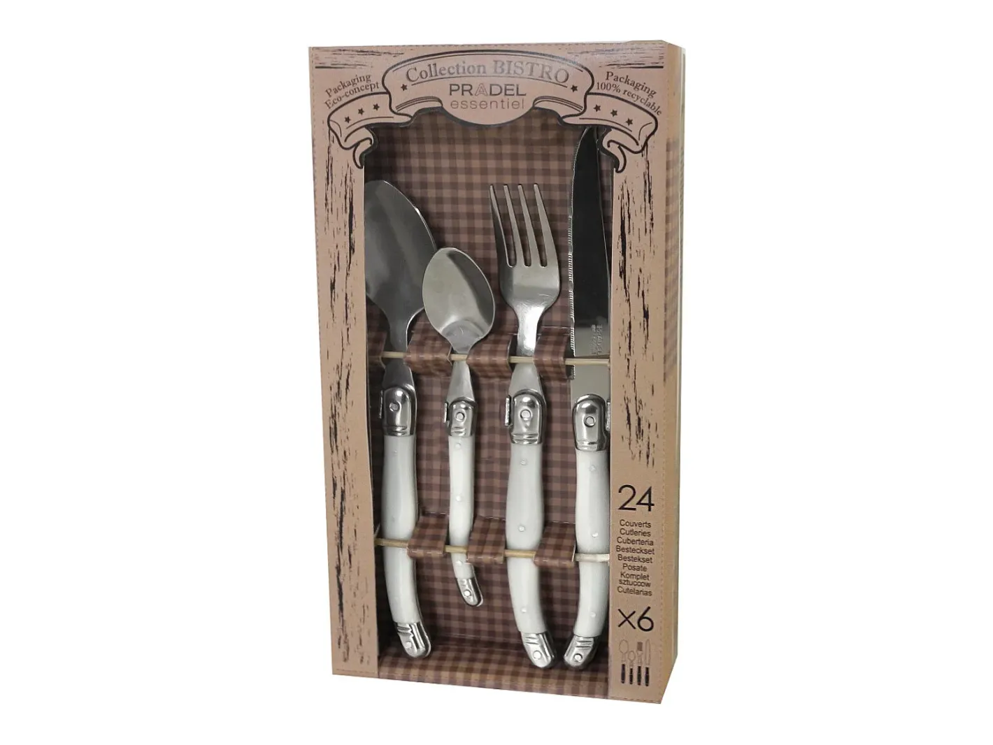 Set de 24 cubiertos Rustic Amefa acero inoxidable blanco Marfil