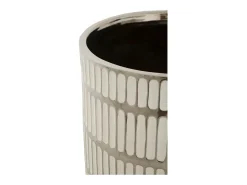 Hot Set de 2 jarrones de cerámica blanca con decoraciones en plata Ray Blanco
