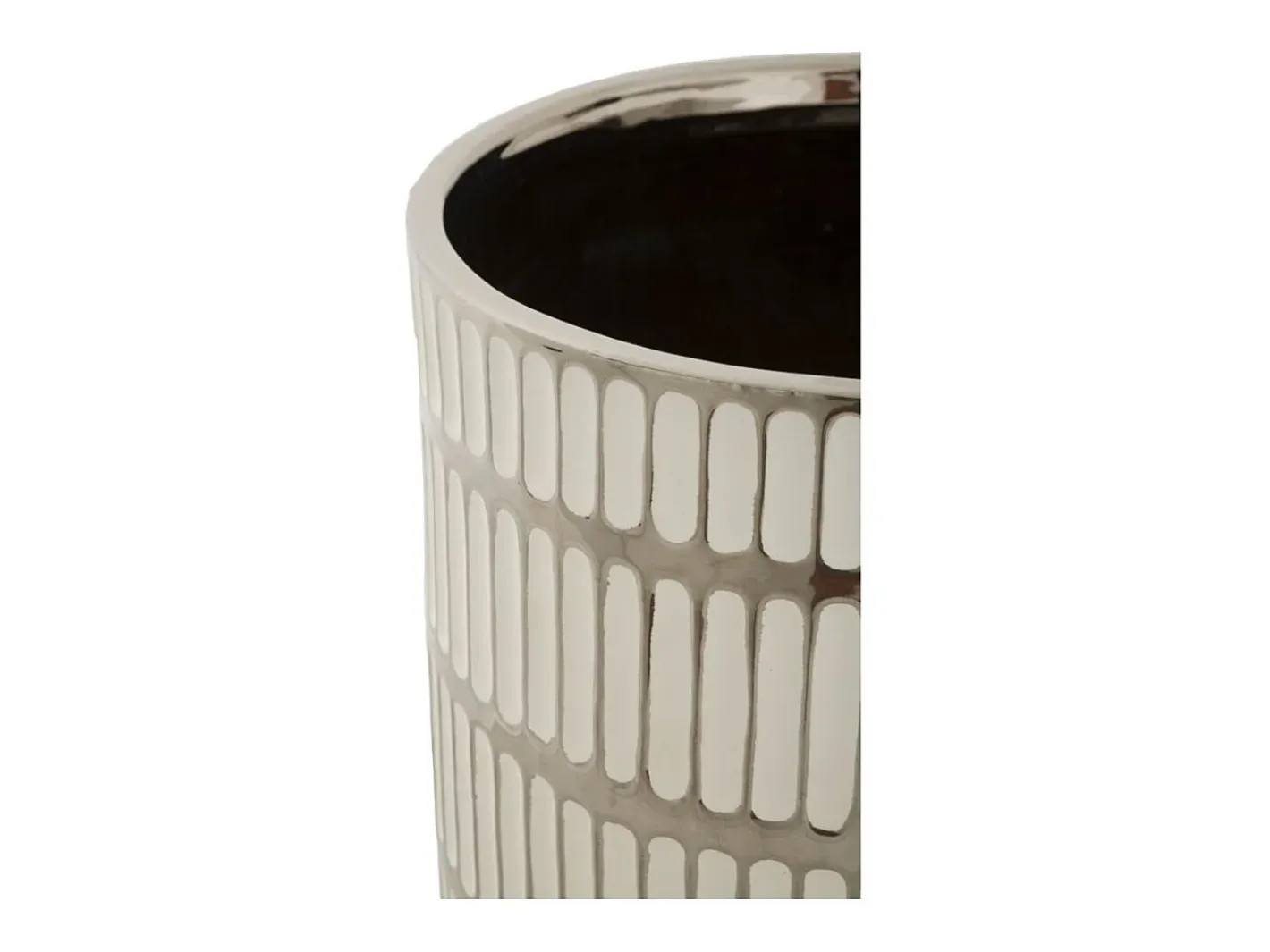Hot Set de 2 jarrones de cerámica blanca con decoraciones en plata Ray Blanco