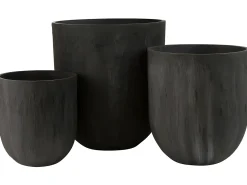 LANA DECO Set de 3 jarrones redondas cerámica alto 55W / Alt. 61 Negro Online