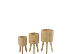 Online LANA DECO Set de 3 macetas de madera natural 27x27x50 cm Color natural claro