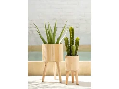 Online LANA DECO Set de 3 macetas de madera natural 27x27x50 cm Color natural claro