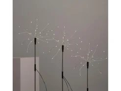 Ledkia Guirnalda Luminosa-Set de 3 Pinchos LED Exterior Solar Diente de Leon 3000K Blanco Cálido Negro