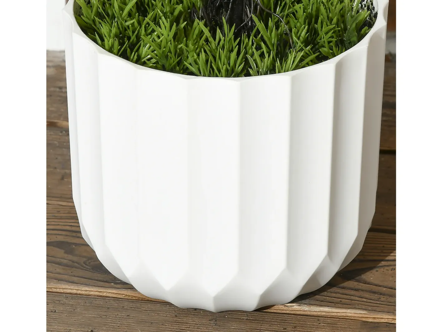 Planta Artificial-Set de 2 plantas de ciprés artificial, de plástico, color , en macetas con musgo decorativo (12x12x90 cm) Verde