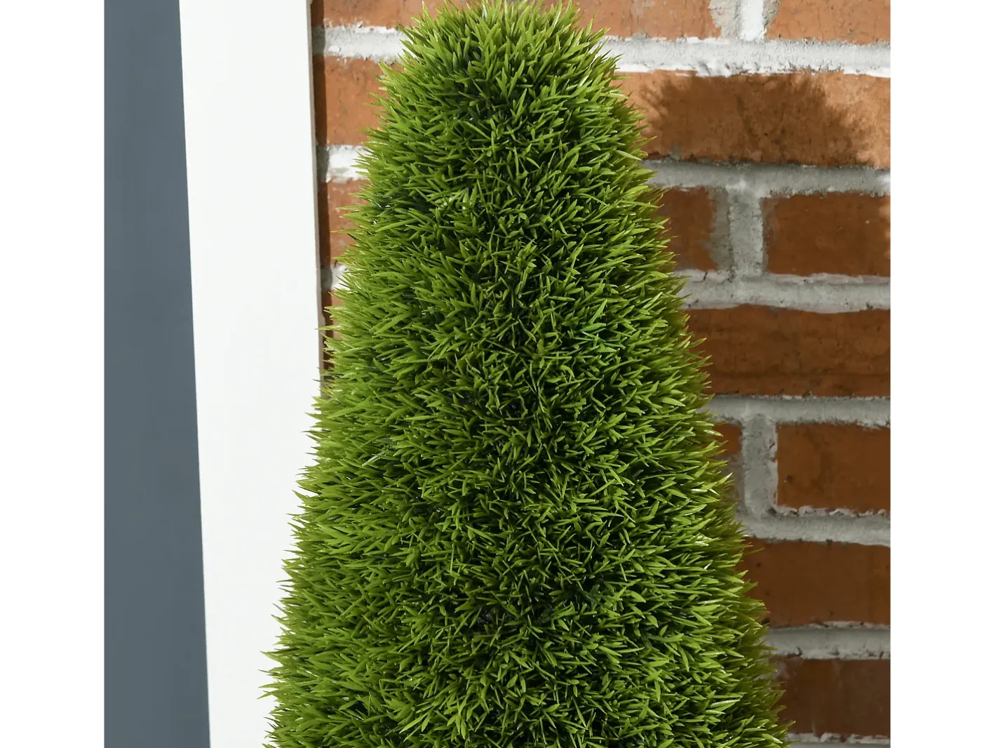 Planta Artificial-Set de 2 plantas de ciprés artificial, de plástico, color , en macetas con musgo decorativo (12x12x90 cm) Verde
