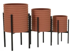 Set de 3 portamacetas redondos modernos de metal colorido Milly Tris Rojo