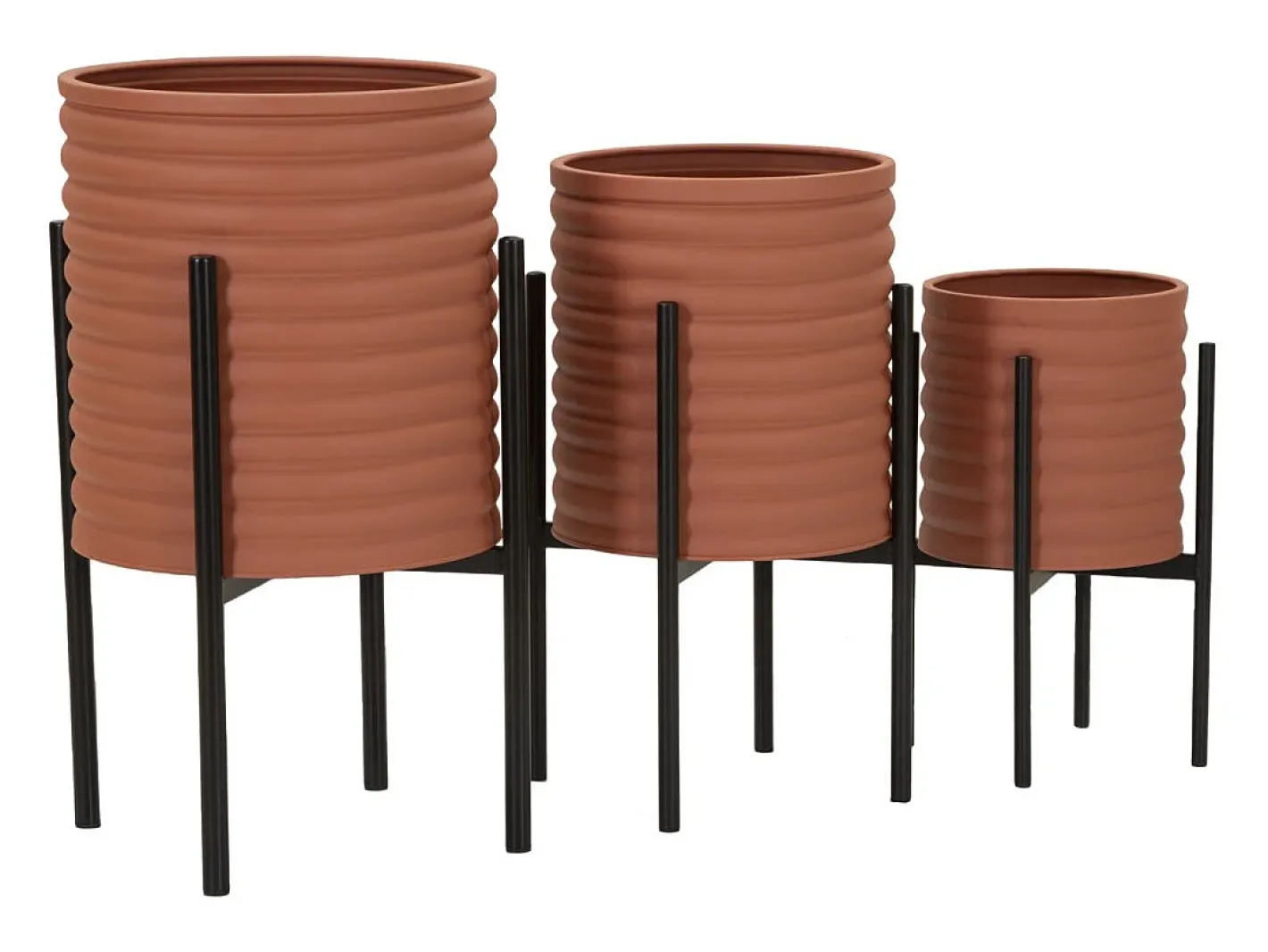 Set de 3 portamacetas redondos modernos de metal colorido Milly Tris Rojo
