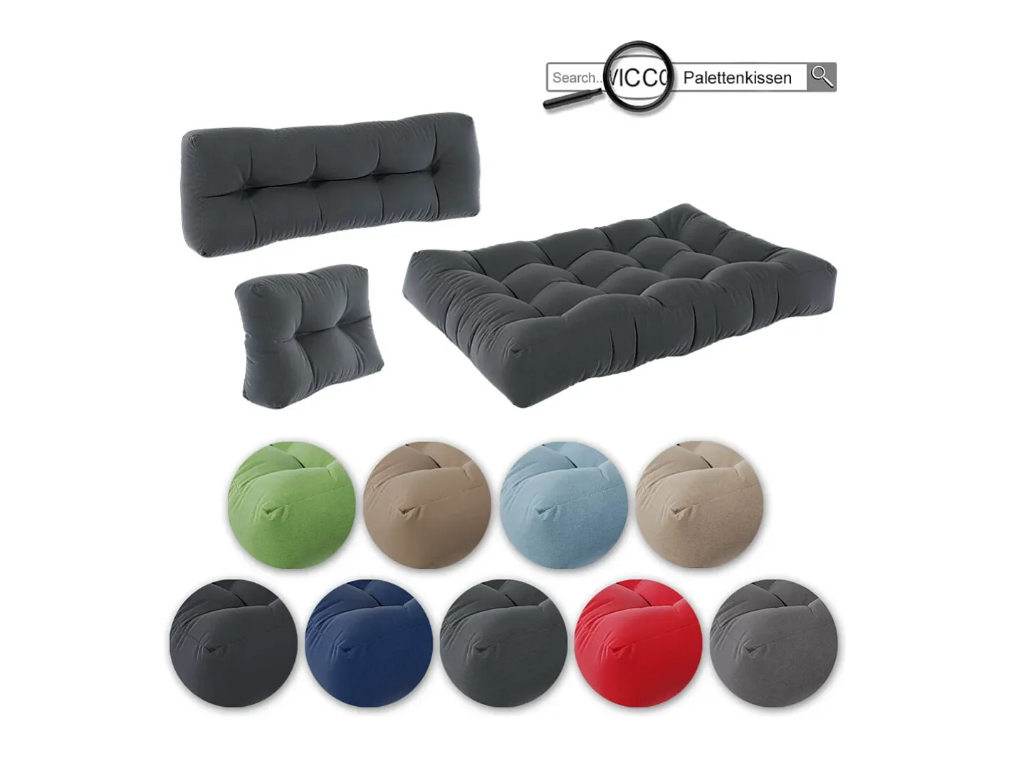 Vicco Set de cojines para paletas antracita 120x80x15 flocken Gris antracita Online