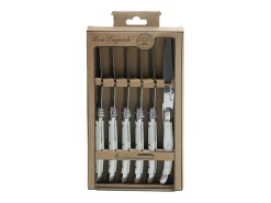 Hot Set de Cuchillos Lou Laguiole Rustic Carnes Blanco Metal 6 Unidades Marfil