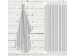 Soleil d'ocre Mantelería-Set de paños de cocina de algodón y gris KENT, por Blanco