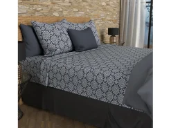 Soleil d'ocre Ropa De Cama-Set de sábanas de algodón 57 hilos 240x290 cm ESMERALDA marine Azul