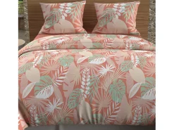 Soleil d'ocre Ropa De Cama-Set funda nórdica de algodón 57 hilos 240x220 cm TANZANIA coral Naranja
