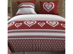 Soleil d'ocre Ropa De Cama-Set funda nórdica de algodón 57 hilos 240x220 cm PASSION red Rojo