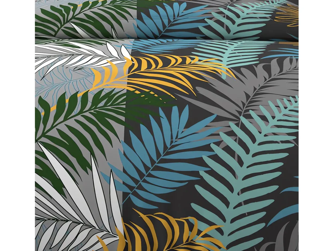 Best Soleil d'ocre Set funda nórdica de algodón 57 hilos 240x220 cm JUNGLE blue Gris