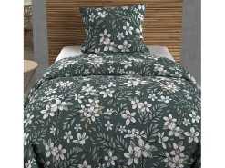 Soleil d'ocre Ropa De Cama-Set funda nórdica de algodón 57 hilos 140x200 cm MANON Verde
