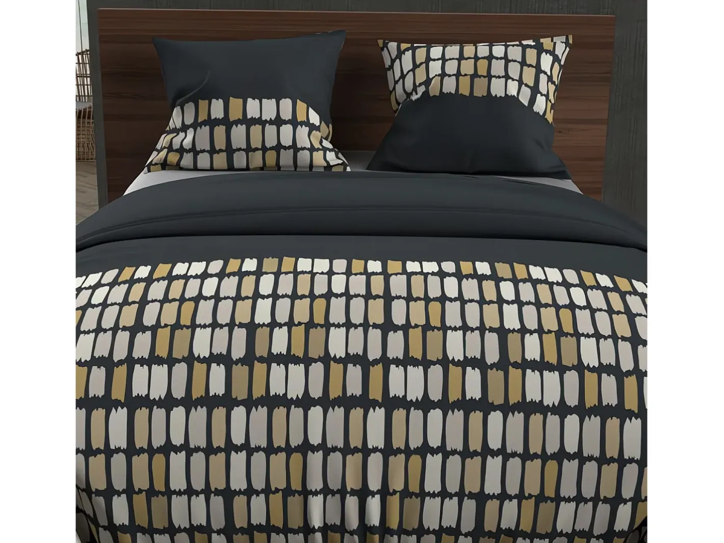 New Soleil d'ocre Set funda nórdica de algodón 57 hilos 260x240 cm FABIO gris Gris antracita