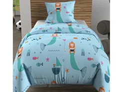Soleil d'ocre Ropa De Cama-Set funda nórdica 140x200 cm SIRENES , 100% algodón 57 hilos/cm2 Azul