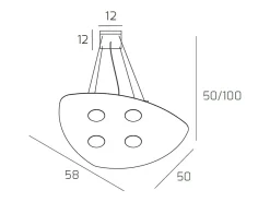 Lámpara Suspendida-Shape Sospensione 4 Luci Bianco Blanco