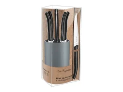 Lou Laguiole Cubierto-Sky - Bloque de 6 cuchillos carne Negro