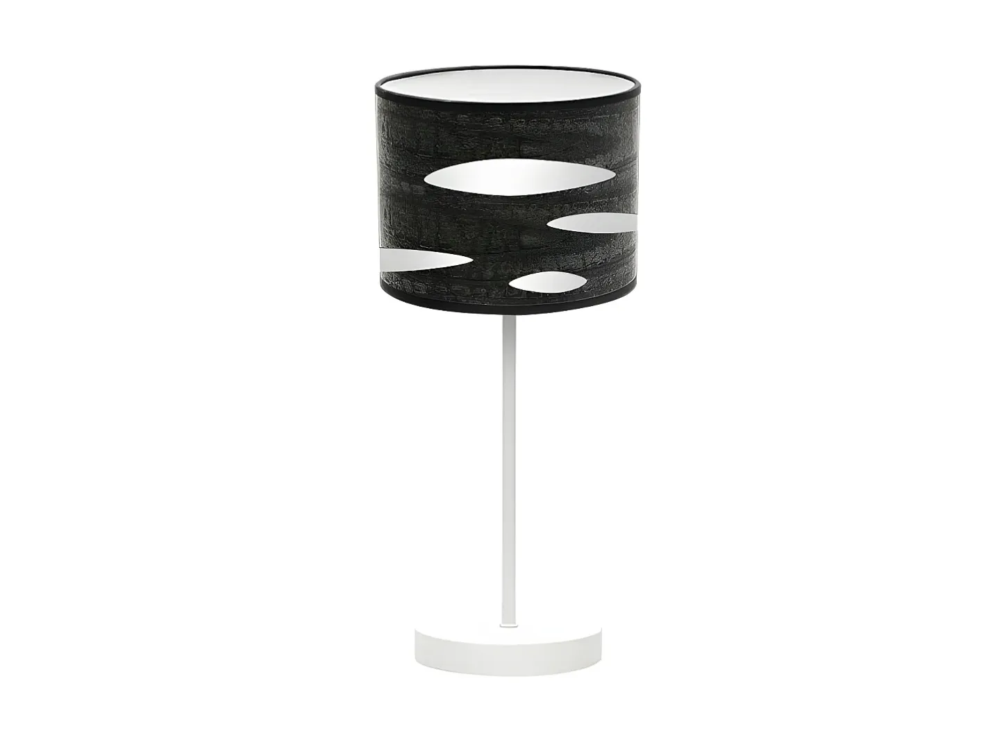 AKUNADECOR Sobremesa Con Pantalla Textil Madera Negra Modelo Odra Blanco New