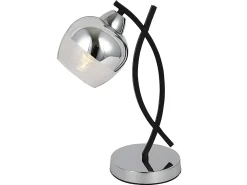 New AKUNADECOR Sobremesa Con Tulipa Cristal Modelo Denali Cromo Plateado