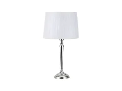 New AKUNADECOR Sobremesa Cromo Con Pantalla Blanca Modelo Alamo 1 Luz, Plateado