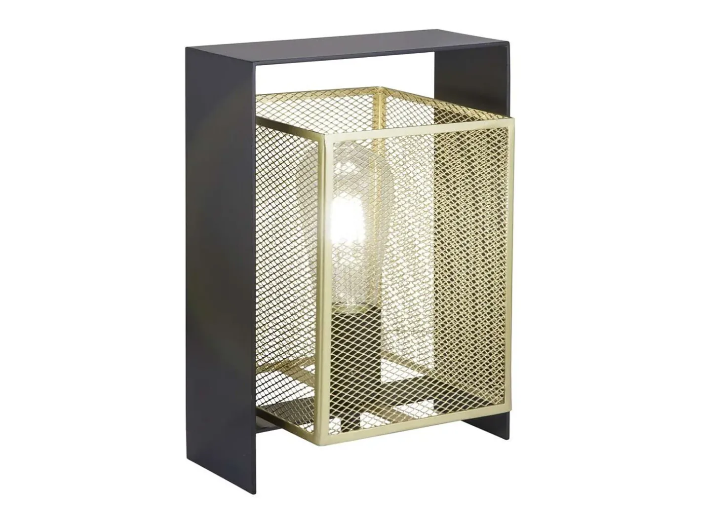 Lámpara De Mesa-Sobremesa modelo Nimes acabado negro-oro 28 cm(alto)25 cm(ancho)15 cm(fondo) Amarillo