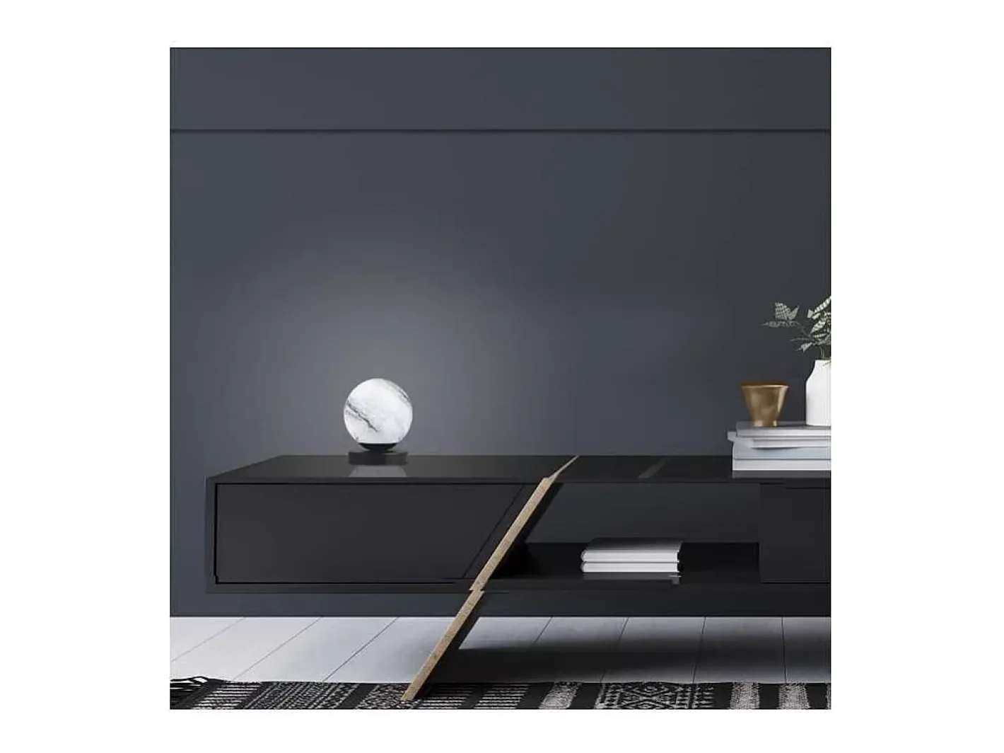 Sobremesa modelo Salem acabado blanco/, 17cm(alto) 14cm(ancho) 14cm(fondo. Negro Clearance