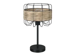 AKUNADECOR Lámpara De Mesa-Sobremesa Modelo Zenda Negra 1 Luz Con Pantalla Rattan Negro