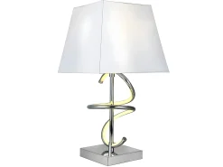 New AKUNADECOR Sobremesa Nueva York Cromo Doble Iluminacion Led+e27 Plateado