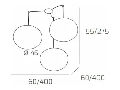 Lámpara Suspendida-Soft Sospensione D.45 Cm. 3 Luci Plateado