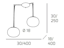 Lámpara Suspendida-Soft Sospensione D.18 Cm. 2 Luci Plateado