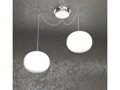 Lámpara Suspendida-Soft Sospensione D.18 Cm. 2 Luci Plateado