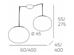 Soft Sospensione D.45 Cm. 2 Luci Plateado Discount