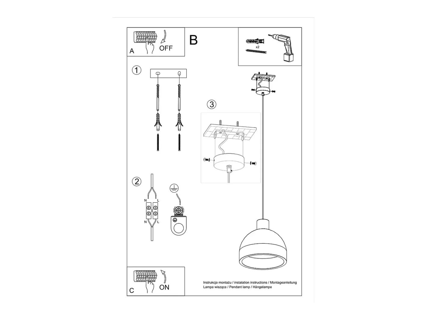 Sollux Lighting Lámpara Suspendida-Sollux - Lámpara colgante de techo tipo domo con 1 luz blanca, E27 Gris